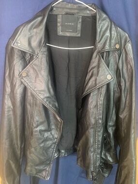 Elodie Black Faux Leather Jacket with Label Detail